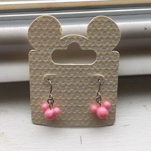 Pink with white polka dots Micky Mouse earrings